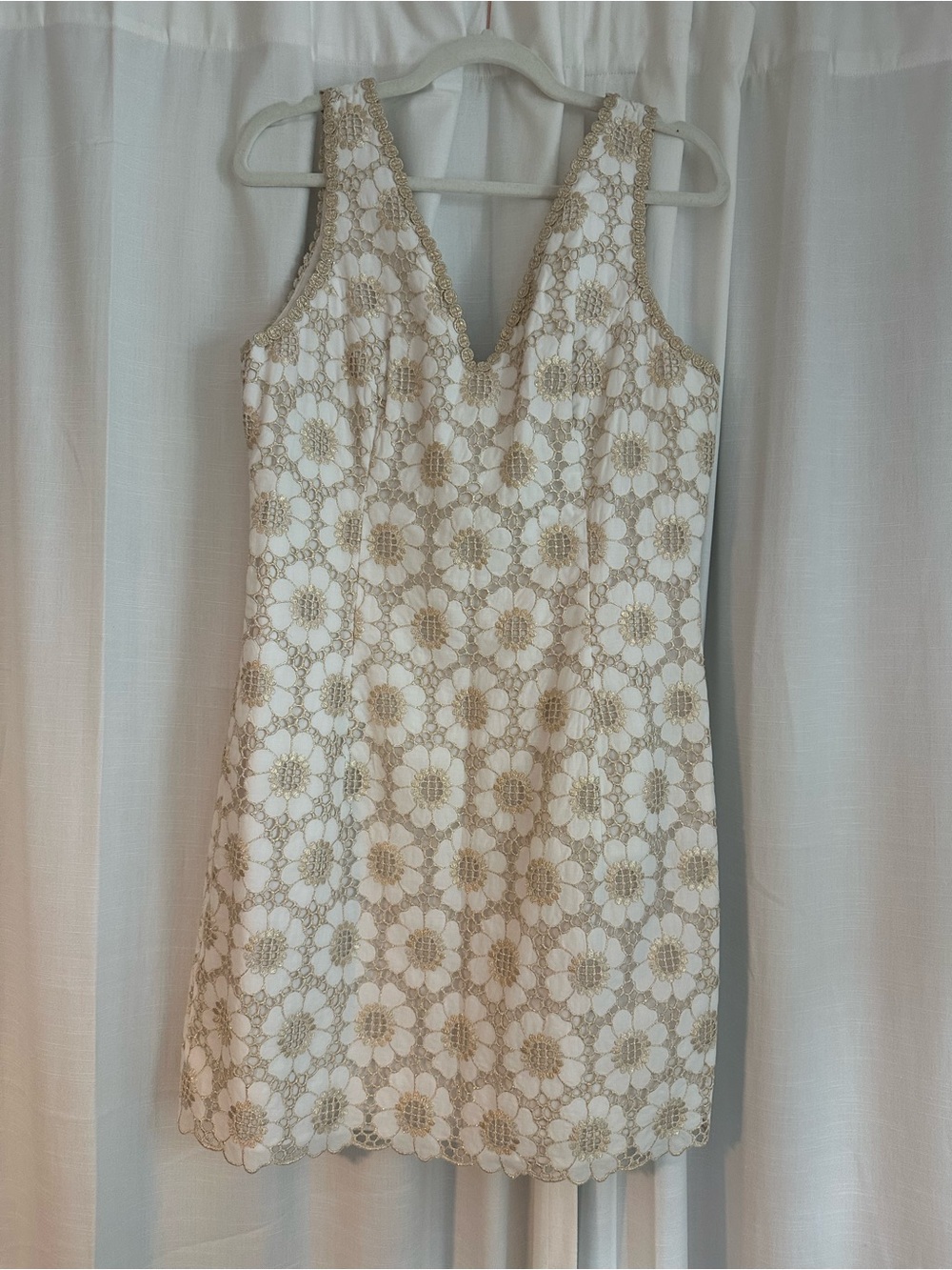Lilly Pulitzer Cream Lace V-Neck Mini Dress
